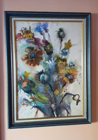 Natalia bejenaru large painting in a decorative glazed frame 63x83 cm