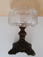 Antique table centerpiece with crystal bowl.
