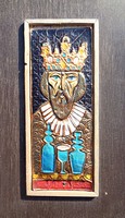 Szent István király festett zománckép, fa keretben