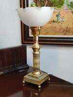 Copper and marble table lamp