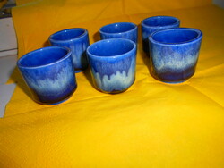 Vintage csurgatott mázzal szép élénk színű  kerámia pohár készlet  70-es évek  röviditalos  poharak
