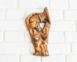 Retro réz / bronz színű erotikus falikép - fekete nő, egzotikus táncosnő
