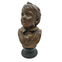 Gyermek mellkas szobor, patinázott bronz, M732