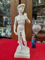 Alabaster, pumice stone David nude figural statue. 24 Cm.