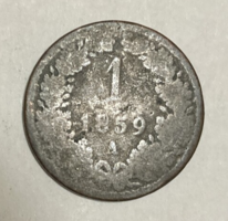 1859  Ausztria 1 Krajcár (A6) hátlapja veretlen?