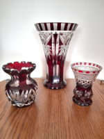 Antik bordó ólomkristály vázák