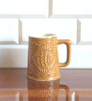 Retro kerámia korsó - halas mintával - pohár, bögre - mid-century modern design