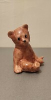 Jelzett, régi, iparművészeti kerámia figura (barna maci, medvebocs) eladó