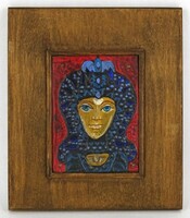 1F508 painted copper sheet relief matyó woman