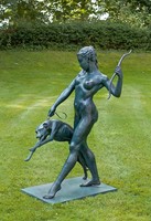 Diana is the goddess of hunting - a huge bronze statue artwork