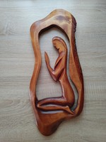 Carved female nude wall decoration 48 cm