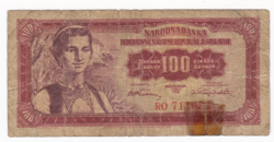 Jugoszlávia 100 Dinár bankjegy 1955