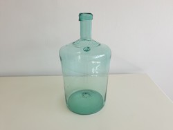 Régi antik 12 L nagy méretű pecsétes zöld huta palack üveg vintage kúpos aljú ballon