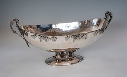 Silver boat bowl with grape pattern