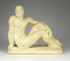 1K214 Ülő férfi akt szobor szappan viasz szobor 18 cm Bornemisza 1952