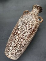 Retro iparművészeti két füles nagy méretű kerámia váza -Pesthidegkúti - Csizmadia Margi