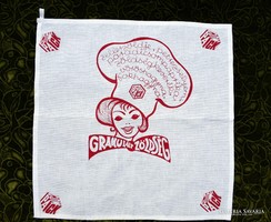 Retro granulát zöldség kép len vászon , dekoráció textilkép 45 x 45 cm COM PACK