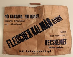 Judaika Fischer Kálmán utóda Kecskemét Luther-palota (női kabátok, ruhák) papír reklámtáska 1930 k.