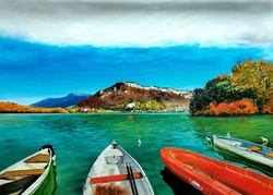 "Annecy tó" 50x70 Olaj, vászon
