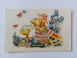 Régi képeslap 1968 rókás orosz levelezőlap