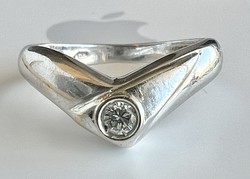 317T. 1 Forintról! 18k arany (4,1 g) 0,12 Ct Soliter gyűrű, Top Wesselton kővel!