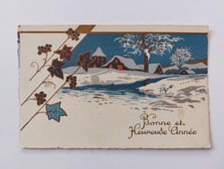 Régi karácsonyi képeslap havas tájkép levelezőlap