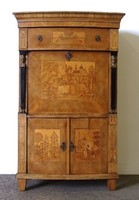 1K248 antique very rich inlaid empire writing secretary 169 cm