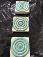Three small antique Zsolnay ceramic tiles