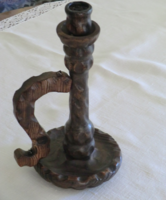 Wooden hand-carved candle holder large size 21x35 cm antique piece