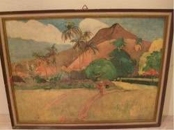 E 10  FESTMÉNY Tahiti Paul Gauguin stÍlus karton akvarell 55x42 cm eladó