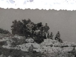 Old photo sheet, group of soldiers on the rock