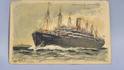 Régi képeslap Hamburg - Amerika Line - hajó 1912