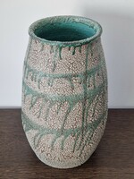 Zsugormázas,jelzett gyűjtői kerámia váza-32 cm