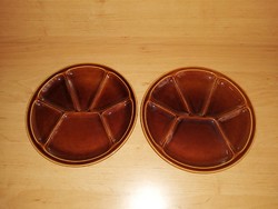 Mázas kerámia osztott barna tányér párban 21 cm (2p)