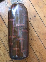 Painted-glazed ceramic floor vase, work of industrial art, without markings. In undamaged condition.
