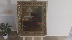 (K) Szép szignózott enteriőr festmény 58x68 cm kerettel