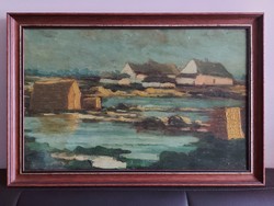 ! Olvadás - tanya udvaron. Szignó nélküli festmény - 145