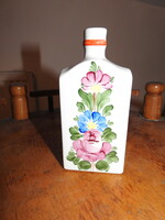Wine flask - bottle ceramic - folk flower pattern - with a funny wine inscription