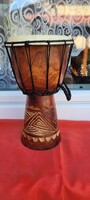 African musical instrument wooden drum.