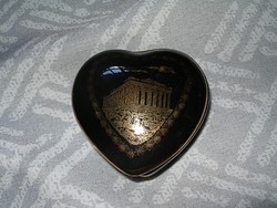 Porcelán szív alakú, 24 karátos arannyal diszitett tartó