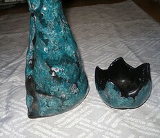 Retro ceramic vase with small flower pot