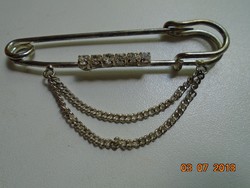 Antique spectacular, larger, claw stone, chain, silver-plated patina scarf pin
