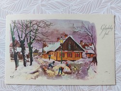 Régi képeslap 1966 levelezőlap havas táj