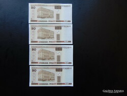 4 darab 20 rubel 2000 Sorszámkövető Hajtatlan bankjegyek