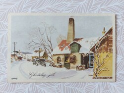 Régi képeslap 1972 levelezőlap havas táj