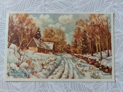 Régi képeslap 1961 levelezőlap havas táj