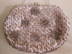 Reticule - beaded - hand sewn - special - 18 x 14 cm + 15 cm chain