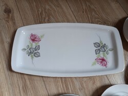 Alföldi retro rózsás tál HIBÁTLAN +  teás csészék és sütis tányérok egyben