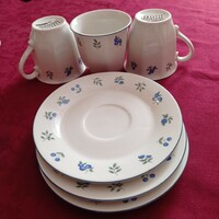 Kék mintás Domestic Master kávés/teás csésze, 2 dl-es, tányérral