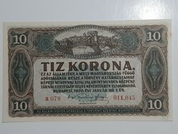 10 korona 1920  aUNC sorszám között ponttal